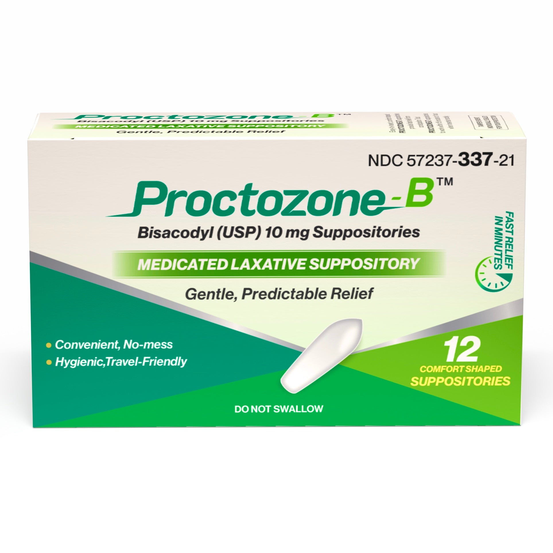 Proctozone-B bisacodyl 10mg suppositories box front — Rising Health