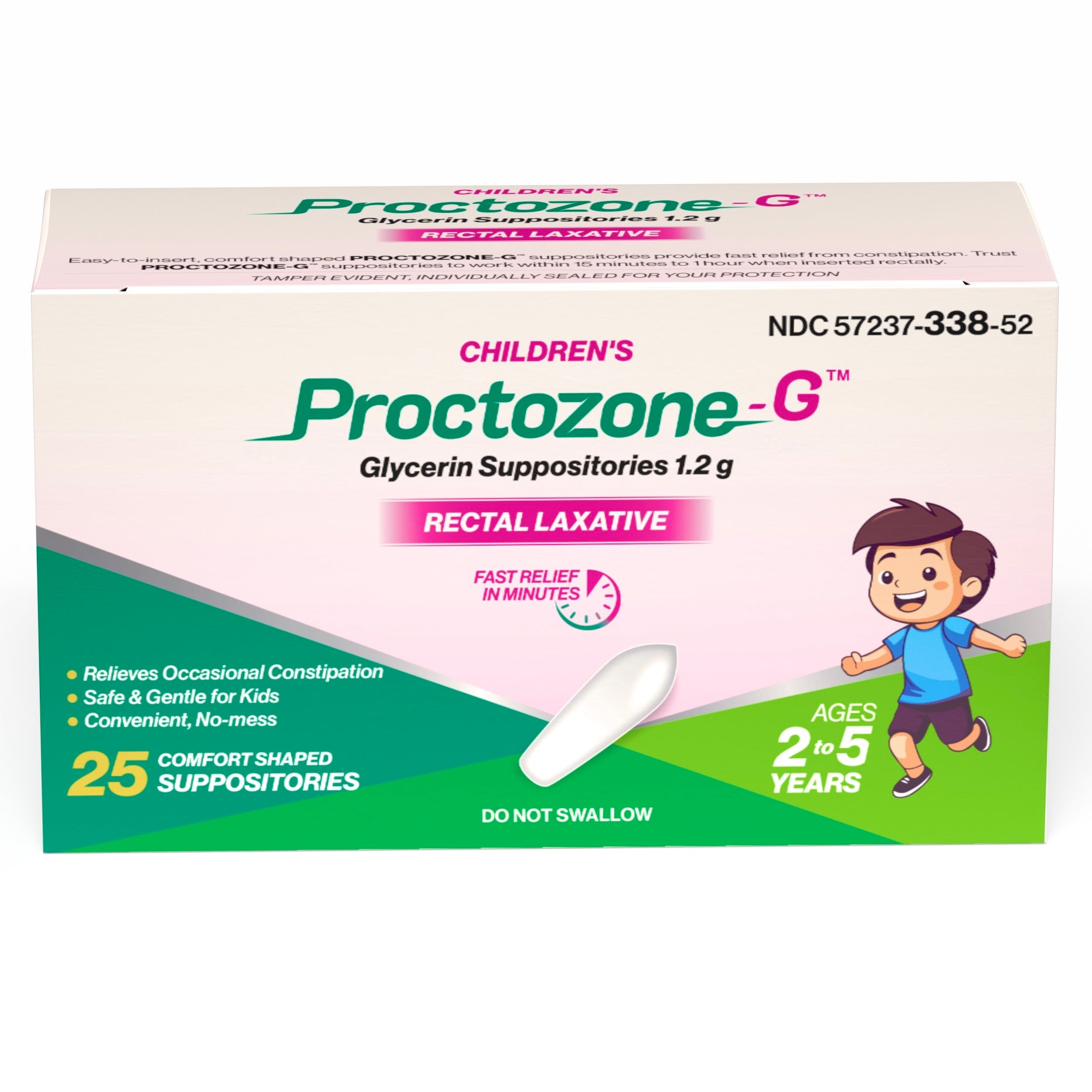 Proctozone-G pediatric glycerin suppositories 1.2g box front — Rising Health