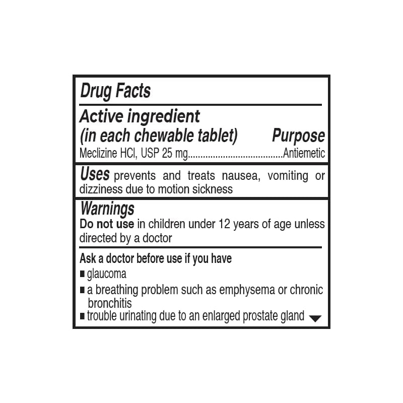 Meclizine HCl 25 mg Tablets — Motion Sickness Relief