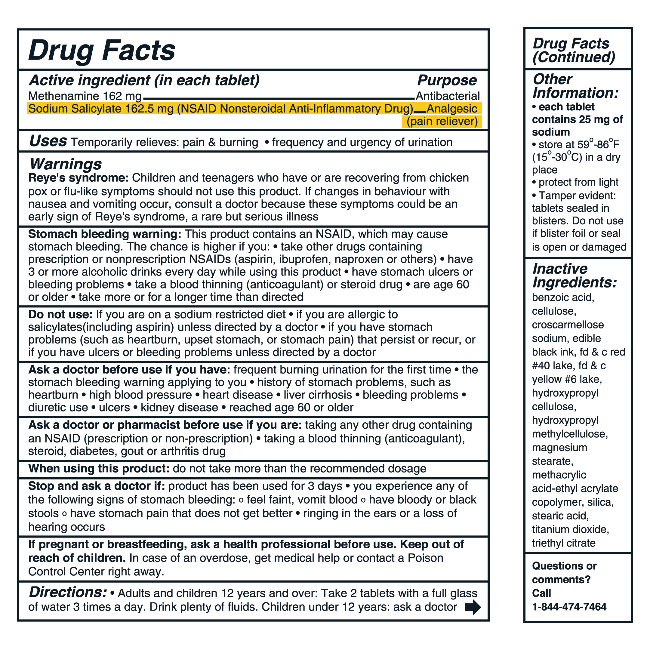 URO-PAIN™ Dual Action Tablets (Methenamine + Sodium Salicylate)