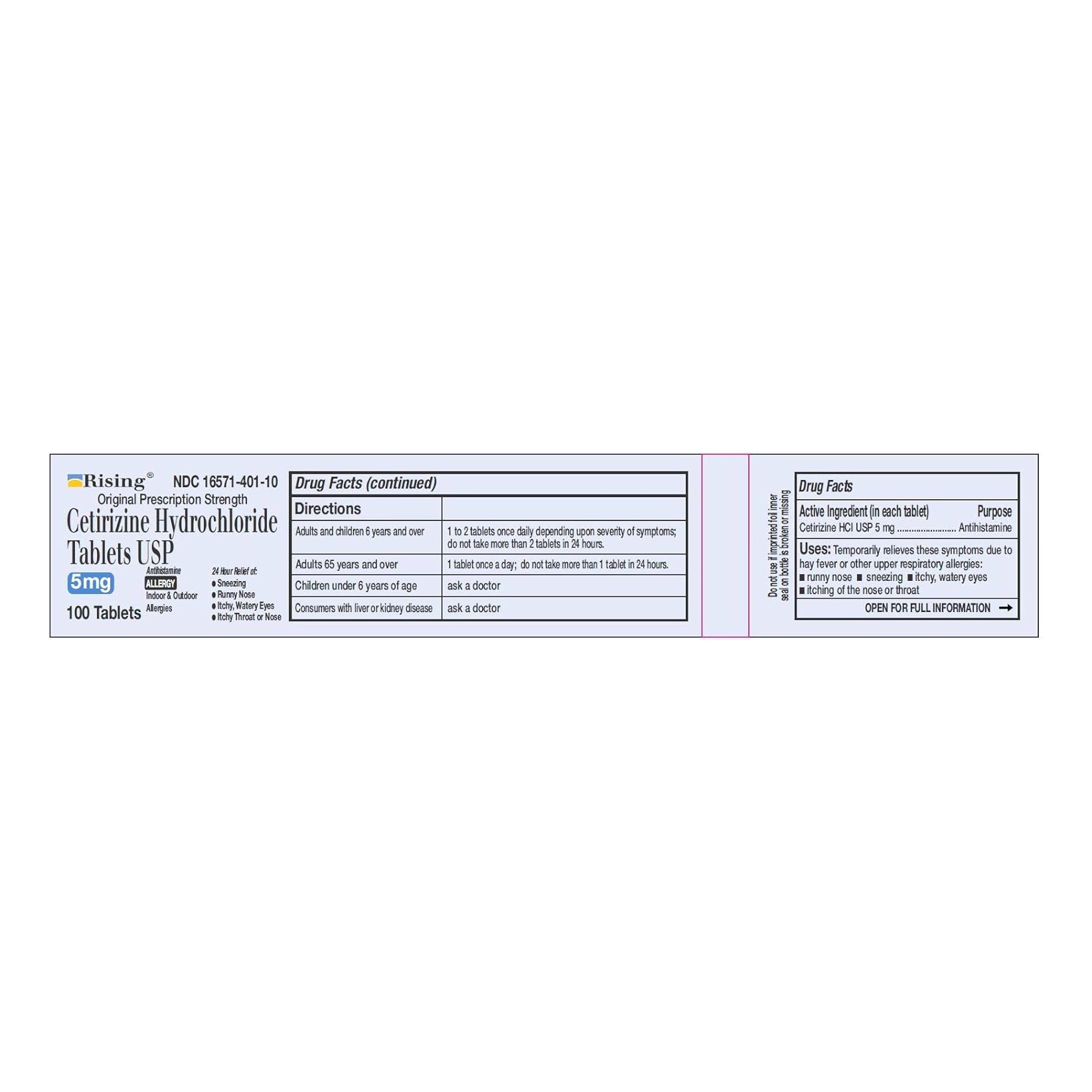 Cetirizine HCl Antihistamine Tablets USP 5 mg