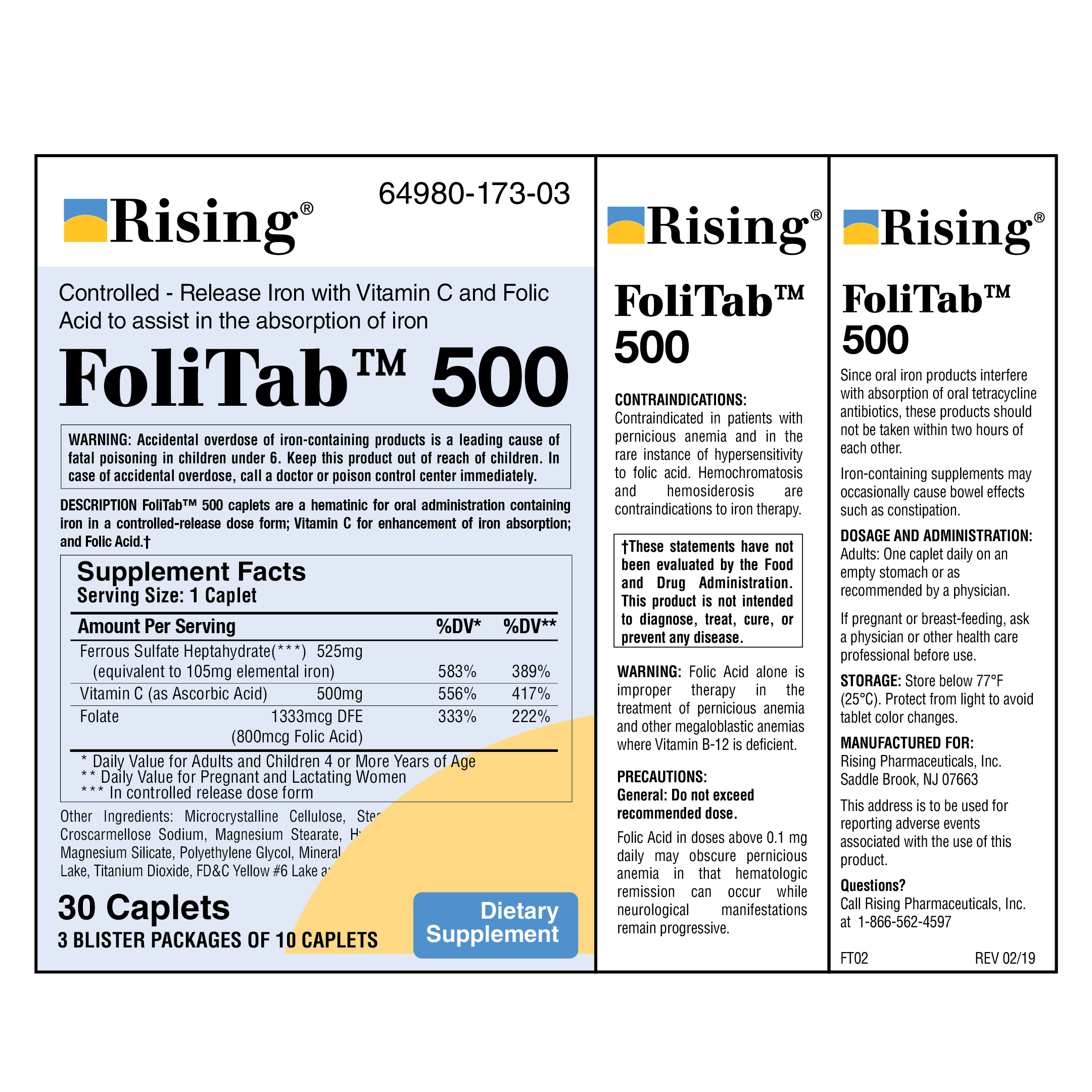 FoliTab™ 500 — Iron + Vitamin C + Folic Acid Caplets