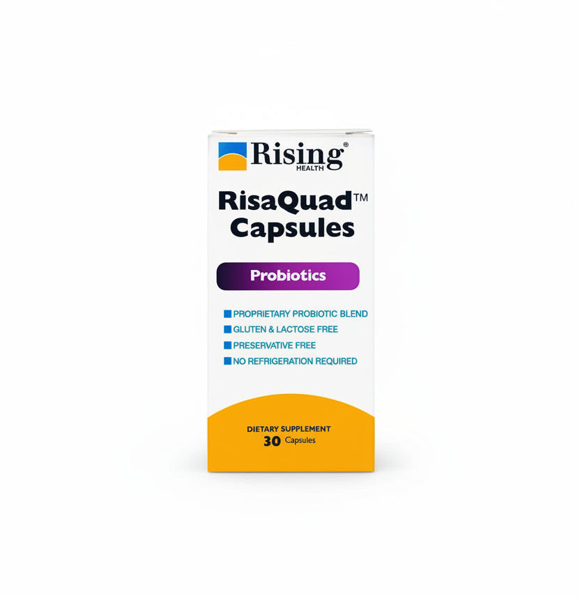 RisaQuad probiotic 230mg capsules bottle — Rising Health