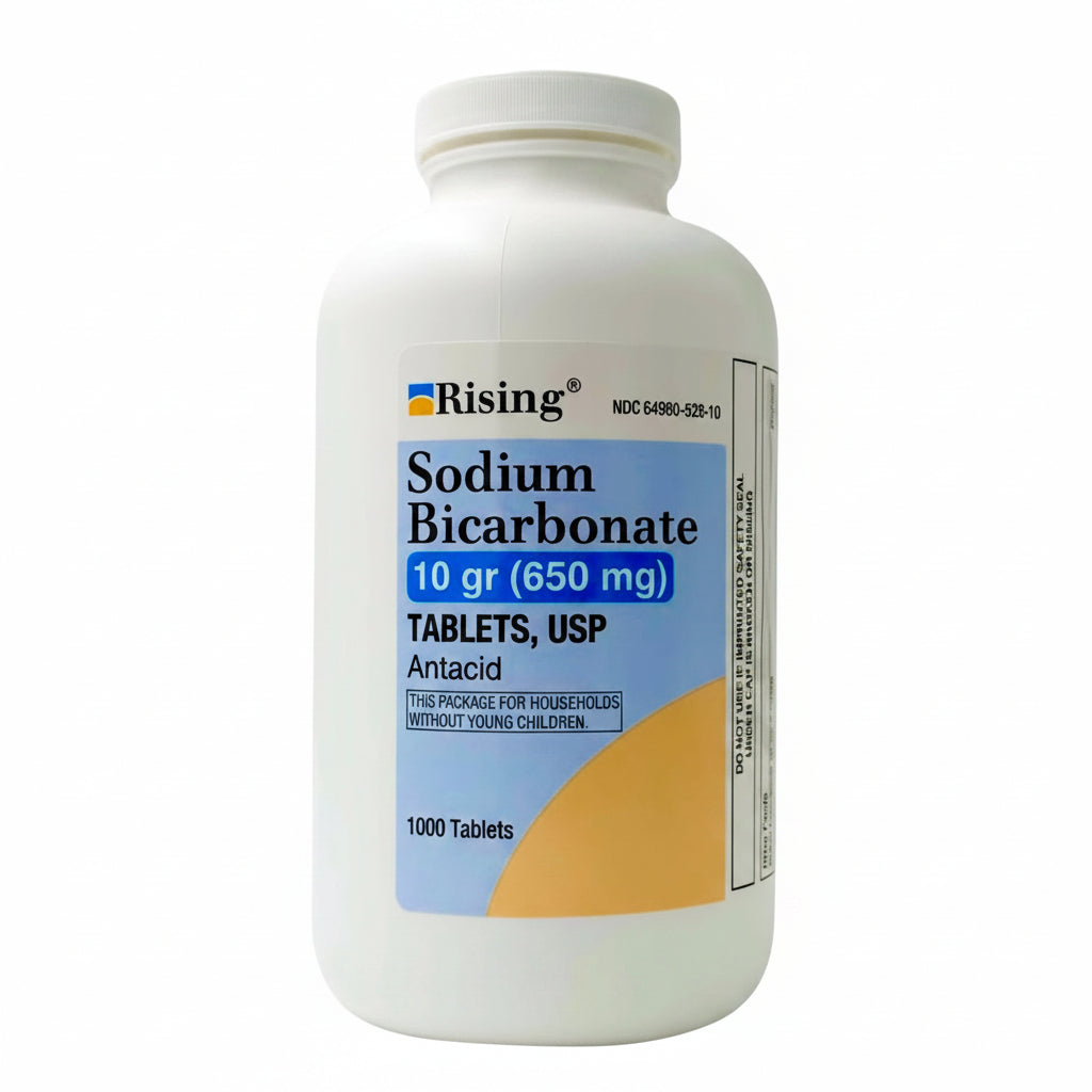 Sodium Bicarbonate 650 mg antacid tablets bottle — Rising Health