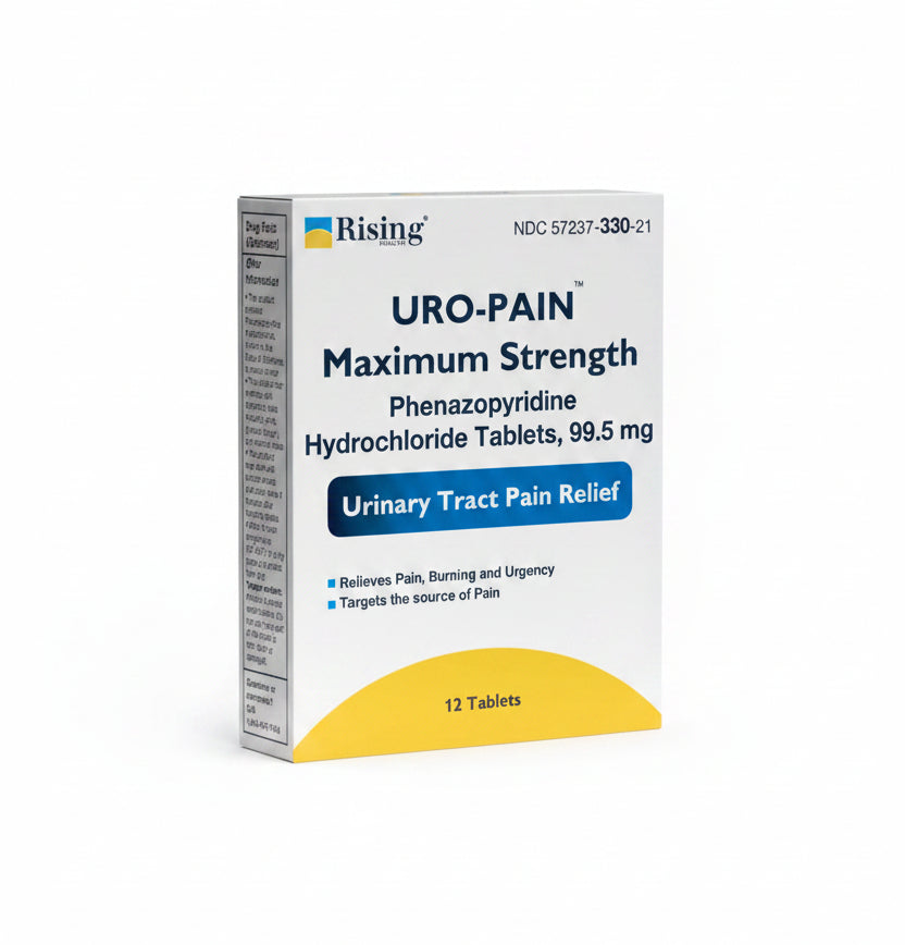 URO-PAIN Maximum Strength 99.5mg phenazopyridine tablets box front — Rising Health