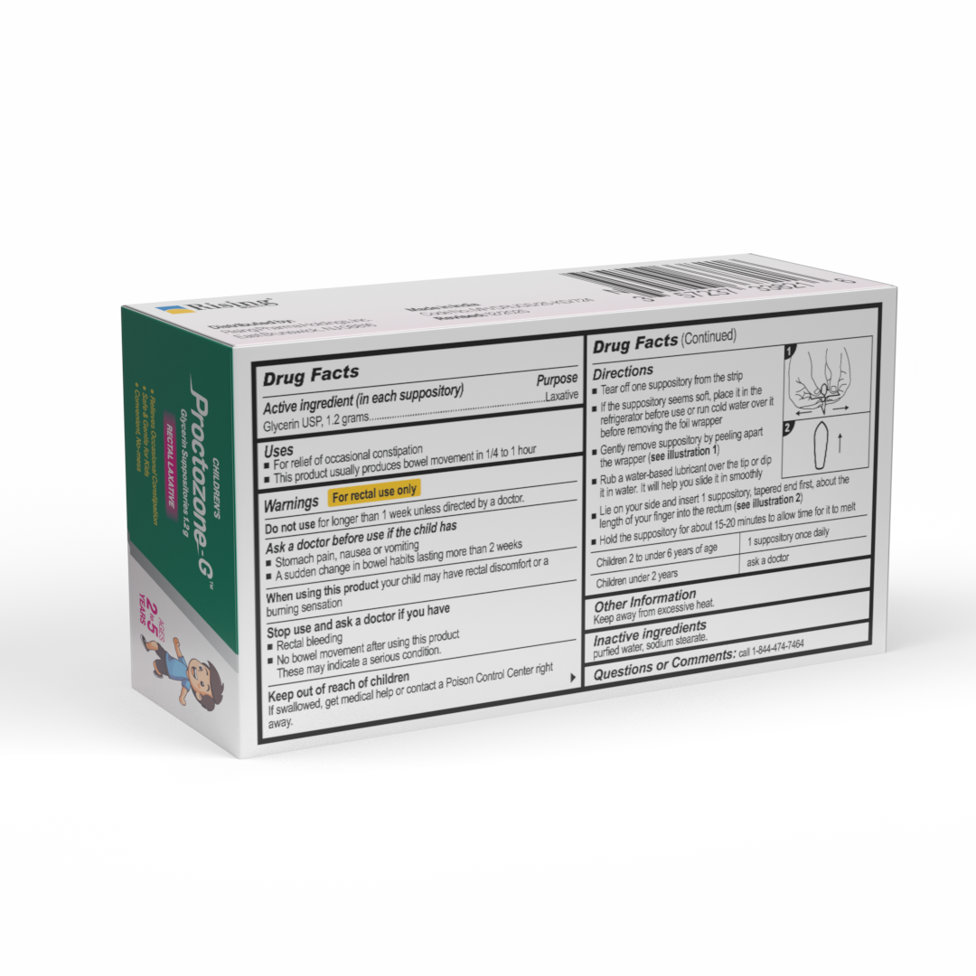 Proctozone-G™ Glycerin Suppositories 1.2 g (Pediatric)