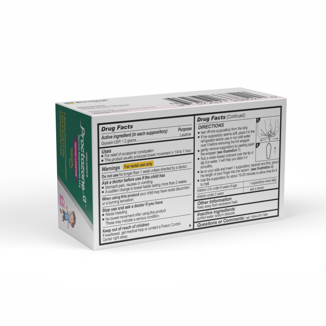 Proctozone-G™ Glycerin Suppositories 1.2 g (Pediatric)