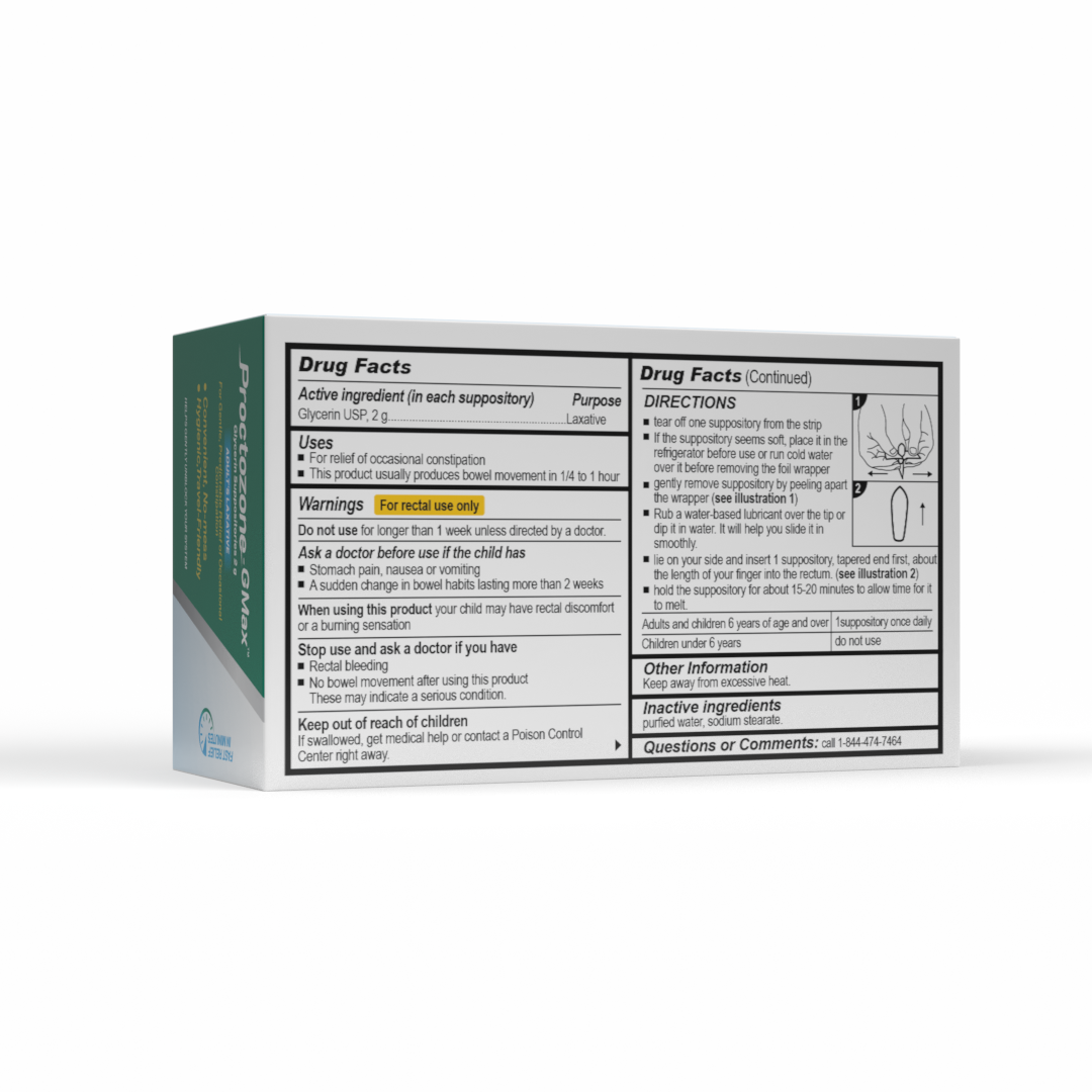 Proctozone-GMax™ Glycerin Suppositories 2 g (Adult)